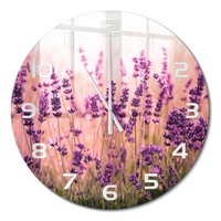 Runde Design-Glas-Wanduhr Aus GehäRtetem Glas Lavendel WeißE Zeiger Fi60 Cm