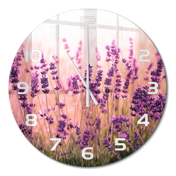 Runde Design-Glas-Wanduhr Aus GehäRtetem Glas Lavendel WeißE Zeiger Fi60 Cm-image