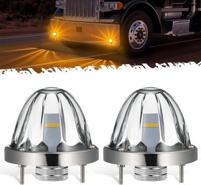 Partsam 2Pcs Glass Watermelon Lights [Patented] Clear Lens Amber LED Side Marker