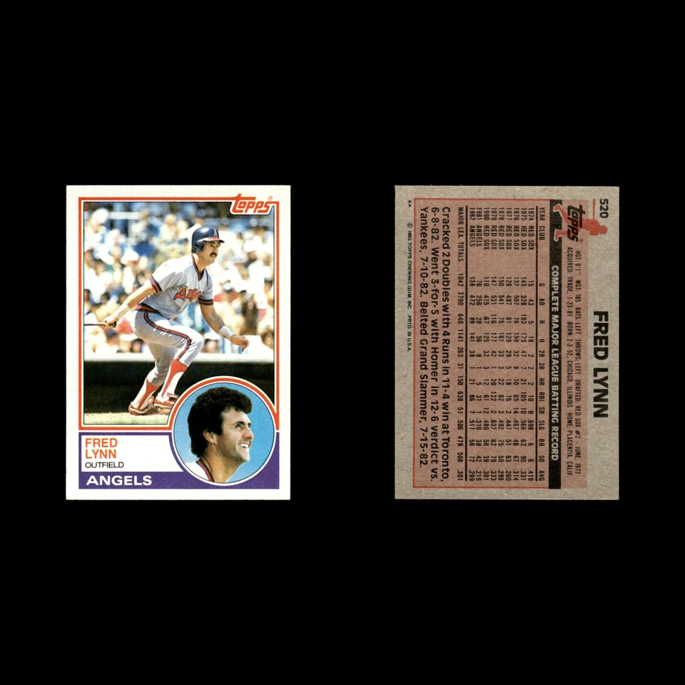 Fred Lynn #520 1983 Topps California Angels Baseball Card MLB NM - Image 3 of 3