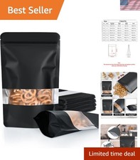 100 Pack Resealable Bags with Matte Window Black 4" x 6"