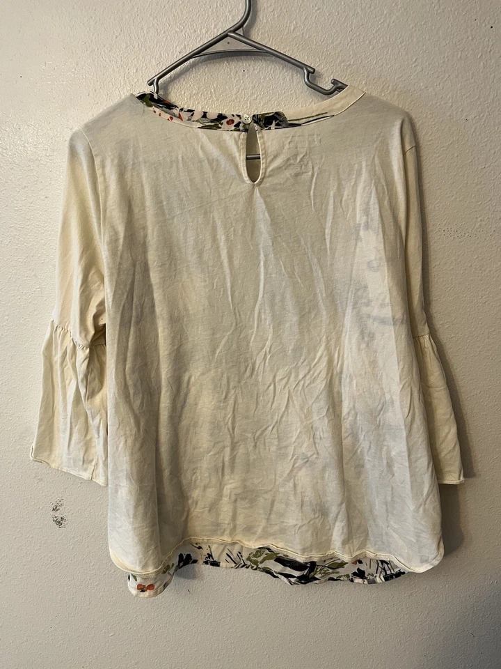 Blusa Van Heusen túnica tamanho extra grande marfim creme coral floral jardim casamento - Imagem 3 de 4