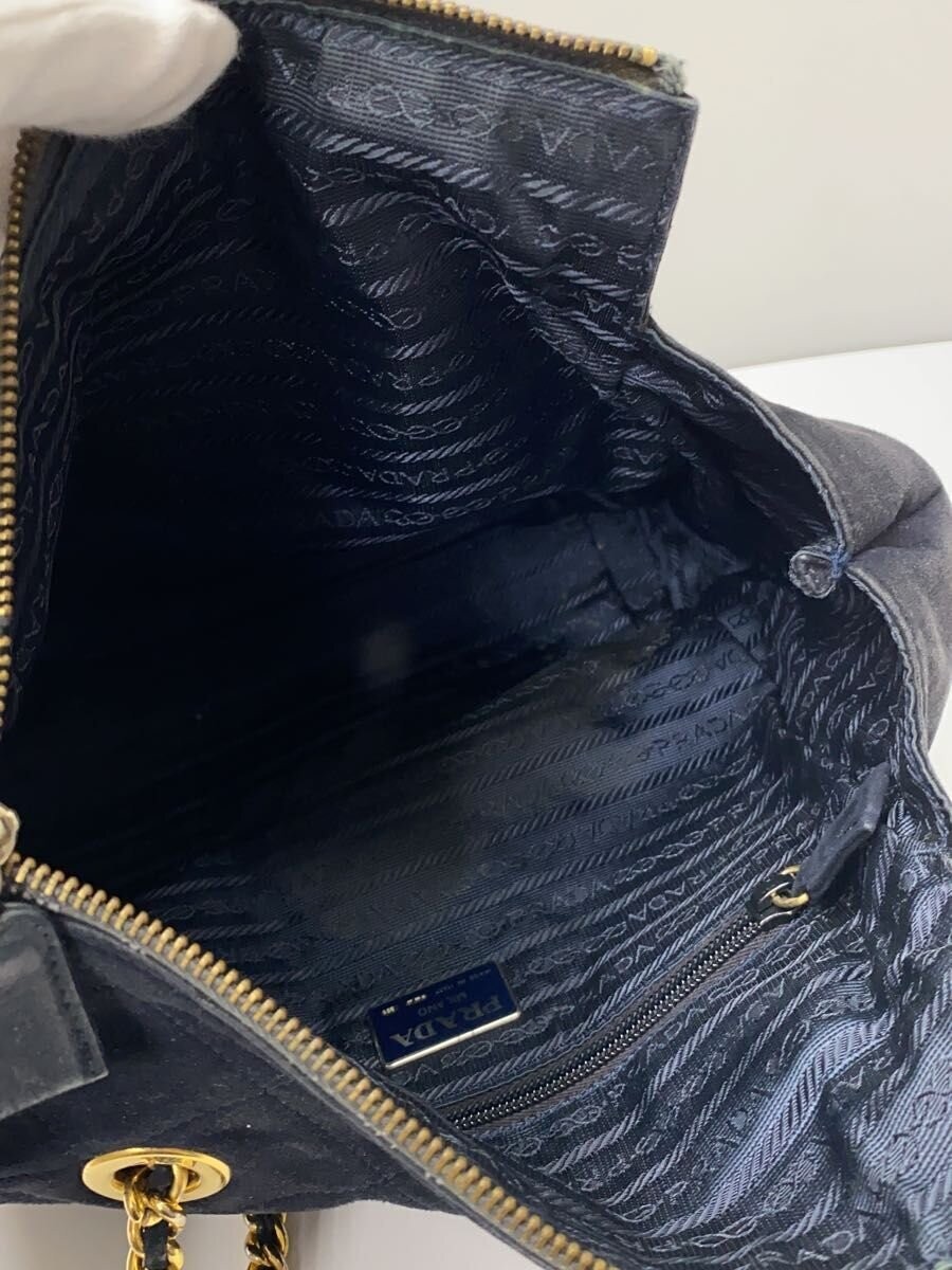 PRADA Handbag Suede NVY Used thumbnail 6