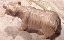 Vintage Stunning "Large Hand Carved" Onyx Polar Bear 10"x6"x3" Weight 8 lbs