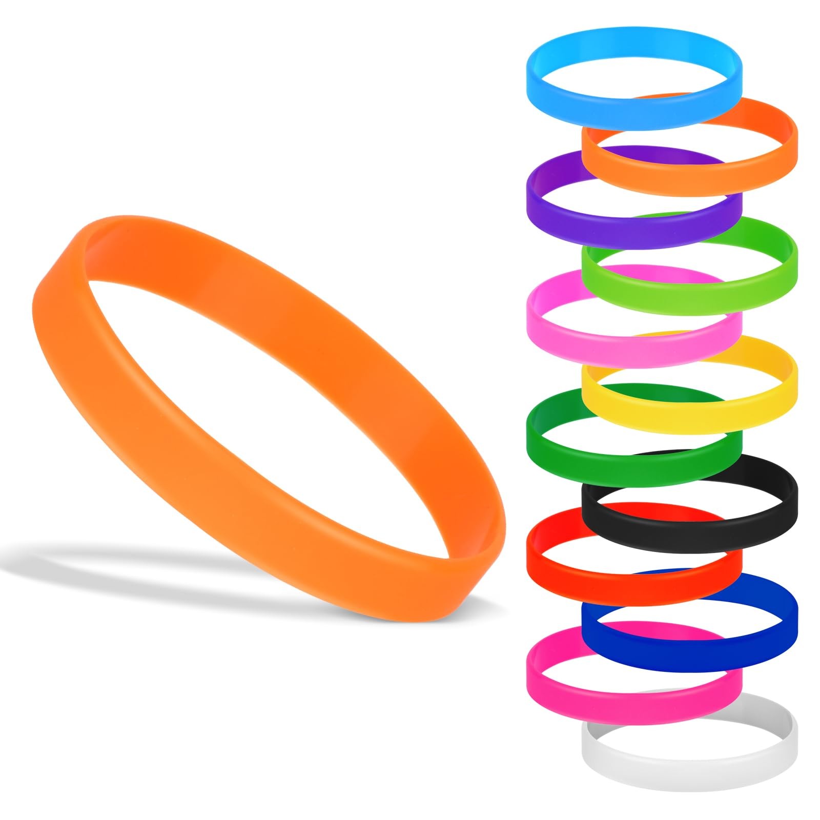 12 Pcs Silicone Wristbands Stretch Rubber Bracelets for Sports Game Party