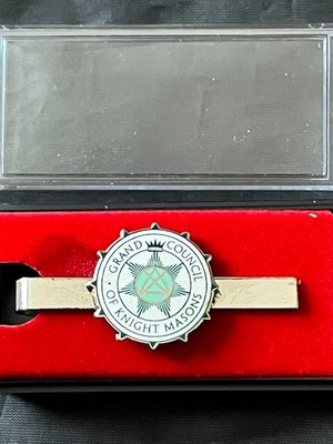 York Rite Grand Council Knight Masons Gold Color Tie Bar Necktie Masonic NEW!