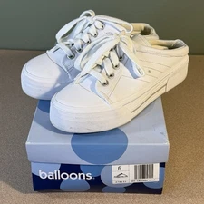 Balloons Womens Slip On White Leather Lace Up Mule 6 78435 Similar Keds Payless
