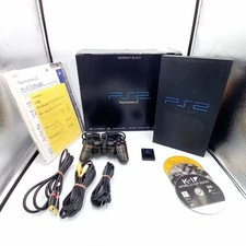 PS2 PlayStation 2 Console Midnight Black SCPH-50000 Boxed Manual Japanese Tested