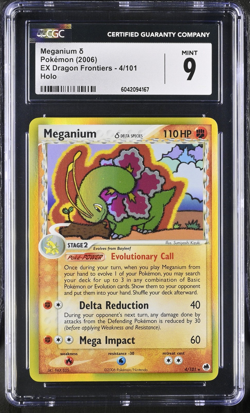 CGC 9 MINT Meganium 2006 EX Dragon Frontiers 4/101 Holo Pokemon Card psa