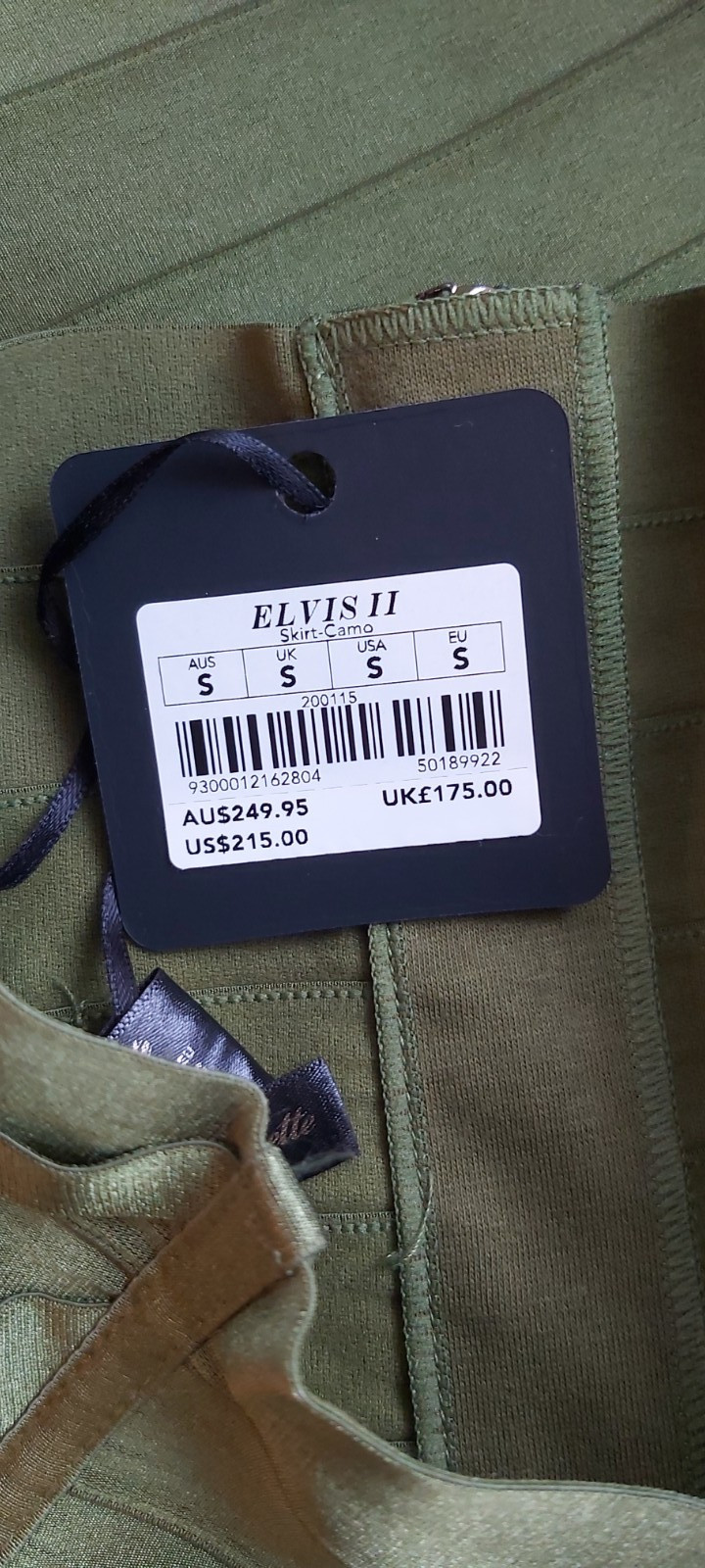 HONEY BIRDETTE SUPER RARE ELVIS II GREEN SEXY ZIP FRONT SKIRT SIZE SMALL BNWT