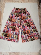 Pantalone a gamba ampia multicolore con stampa Monnalisa donna