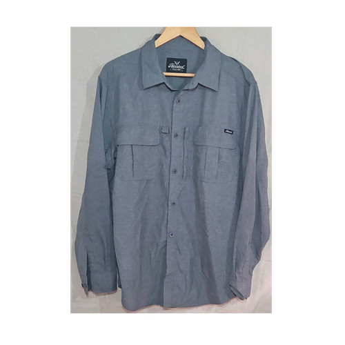 Thorogood, Thorogood Solid Gray Woven Button-Up Long Sleeve Shirt w/ Pockets Men's L