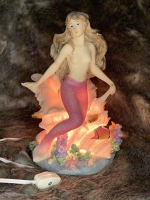 Mermaid Lighted Figurine W/Decorative Marine Life And Vibrant Coral- Montefiori