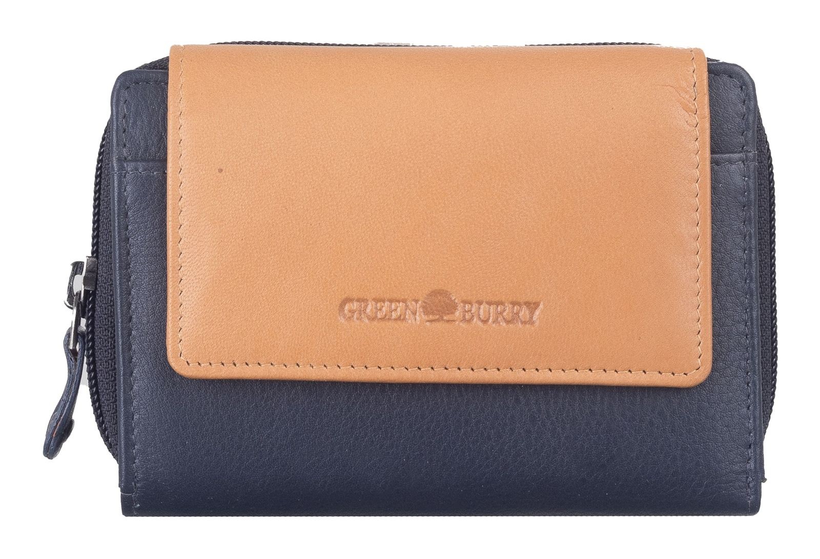 GREENBURRY purse Duett RV-Wallet RFID Navyblue / Tan