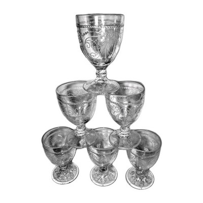 Set of 6 Williams Sonoma BACCHUS Water Goblet Italy 4.3/4 Hgt, Grapes & Leaf 
