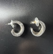David Yurman Diamond Hoop Earrings Sterling Silver Fine Earrings