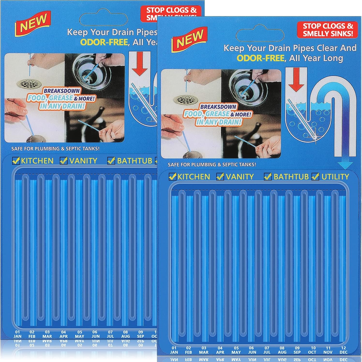 Drain Cleaner Sticks Pack of 24 Easy Flow Drain Sticks Unblocker Sink Deodorize