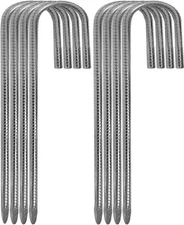 12 Inch Rebar Stakes 1/8 Pack Ground Stakes J Hook Tent Stakes Heavy Duty Galva