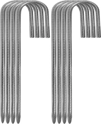 BRANDED 12 Inch Rebar Stakes 1/8 Pack Ground Stakes J Hook Tent Stakes Heavy Duty Galva