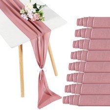 Newwiee 12 Pack Dusty Rose 9 ft Chiffon Table Runner 12 x 108 Inch Sheer