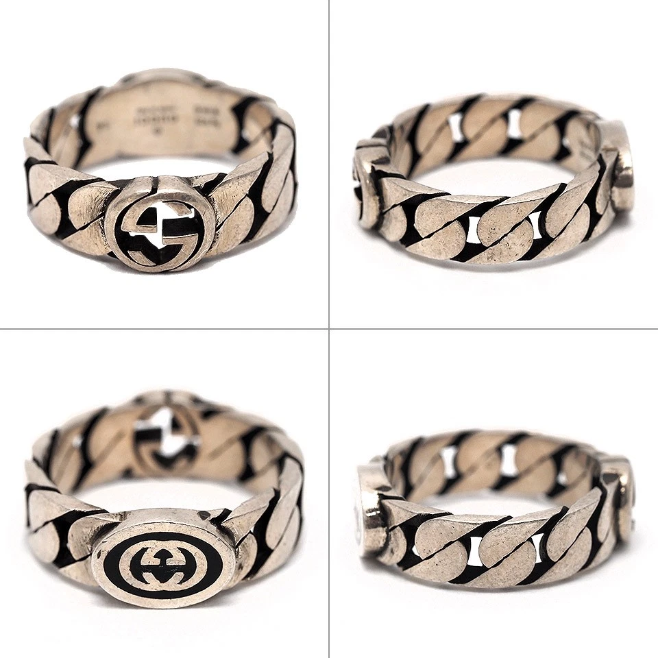 Bague Gucci en argent 13 Ag925 environ Bijoux femme US6.75 avec boite et pochette