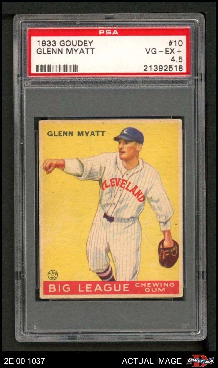 1933 Goudey #10 Glenn Myatt Indians PSA 4.5 - VG/EX+