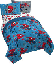 Spiderman Spidey Faces 4 Piece Twin Bed Set Comforter  Sheet Set Bedding