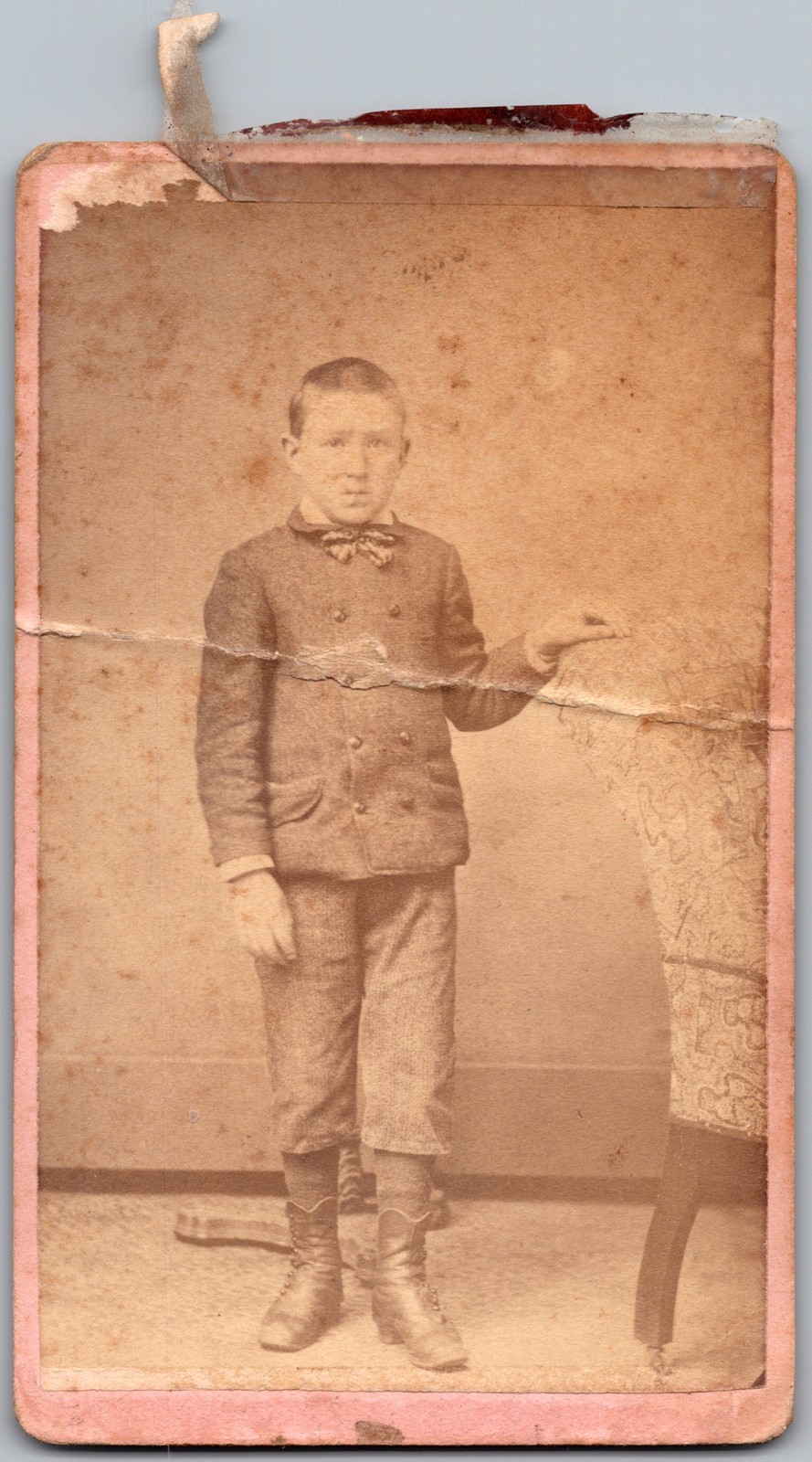 Antique CDV Circa 1870s D.C. Dinsmore Young Boy in Suit North Anson Maine