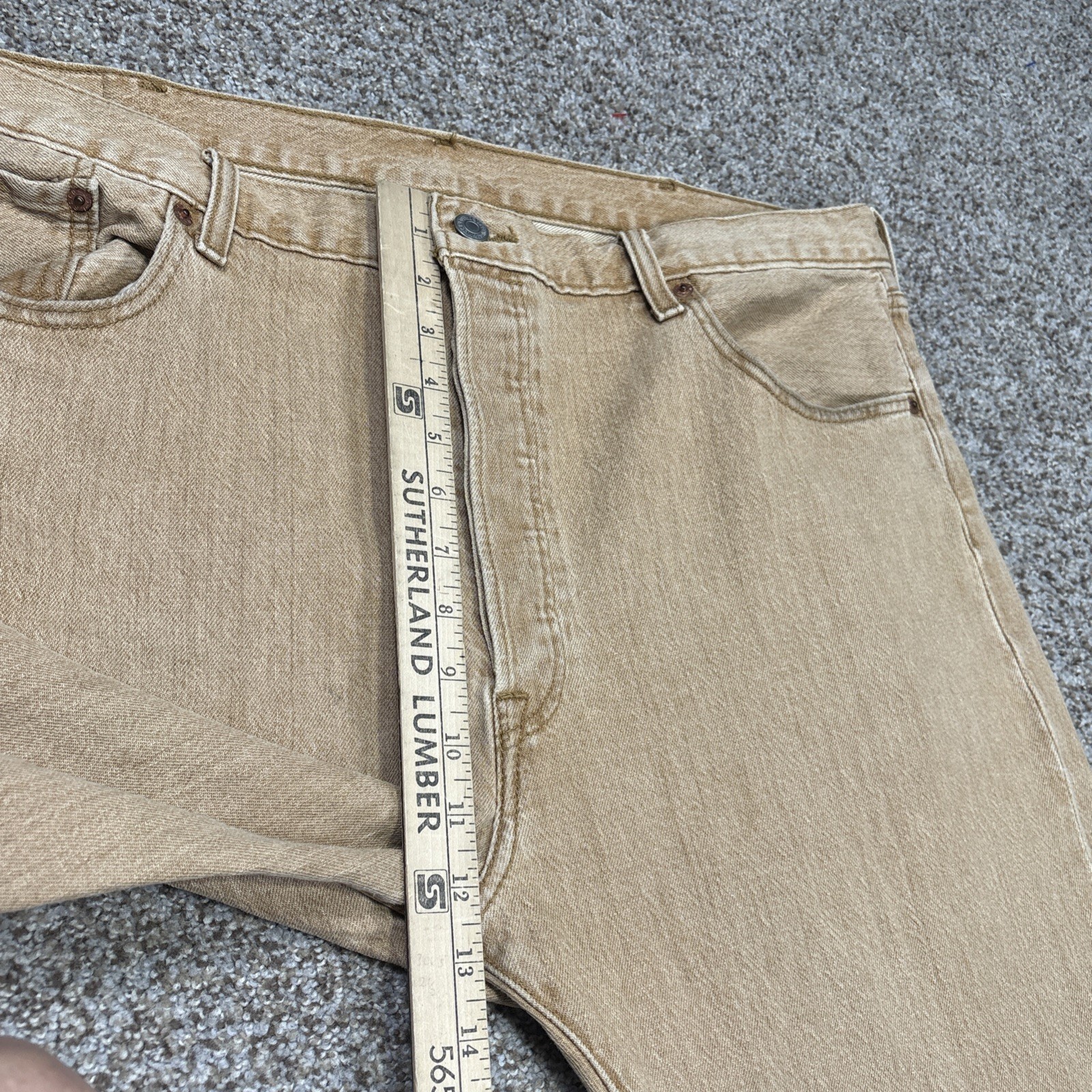 Mens Levis 501 Original Fit Tan Button Fly Denim Jeans Size 40x32 (fit 40x30.5) - View 9