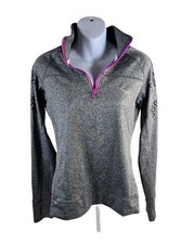 Pink Victorias Secret Womens Size Small Heathered Track Jacket Gray Zip Pocket