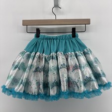 Disney Tutu Couture Skirt 7/8 Princess Frozen Blue Tulle Satin Snowflake Ruffle