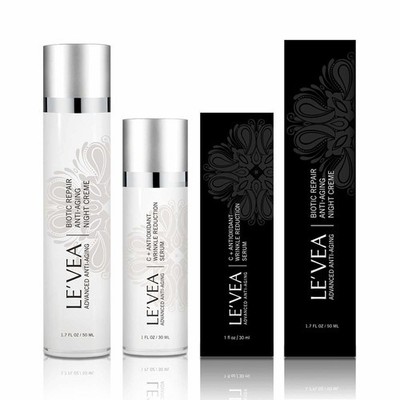 LE VEA Anti-Aging Night Cream & Vitamin C Serum   Wrinkle Repair & Hydration 2PC