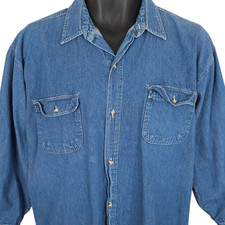 Denim Shirt Mens Size Medium Blue Long Sleeve Button Down