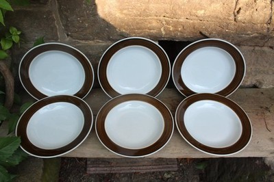 6 Suppenteller brauner Rand Schirnding Porzellan 70er 80er Jahre West Germany