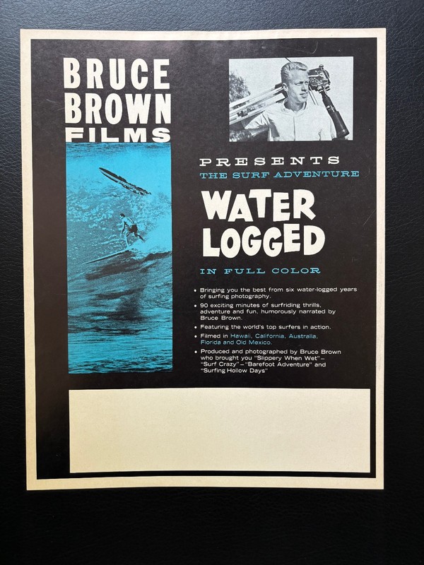 "Water Logged"  Bruce Brown's 1962 Vintage/Original Surf Movie Poster