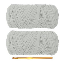 T-Shirt Yarn for Crocheting with Hook, 2 Pack 400g/130 Yards Yarn Light Gray 