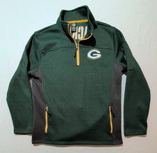 Green Bay Packers 1/4 Zip Sweatshirt Mens M Embroidered Spell Out NFL Apparel