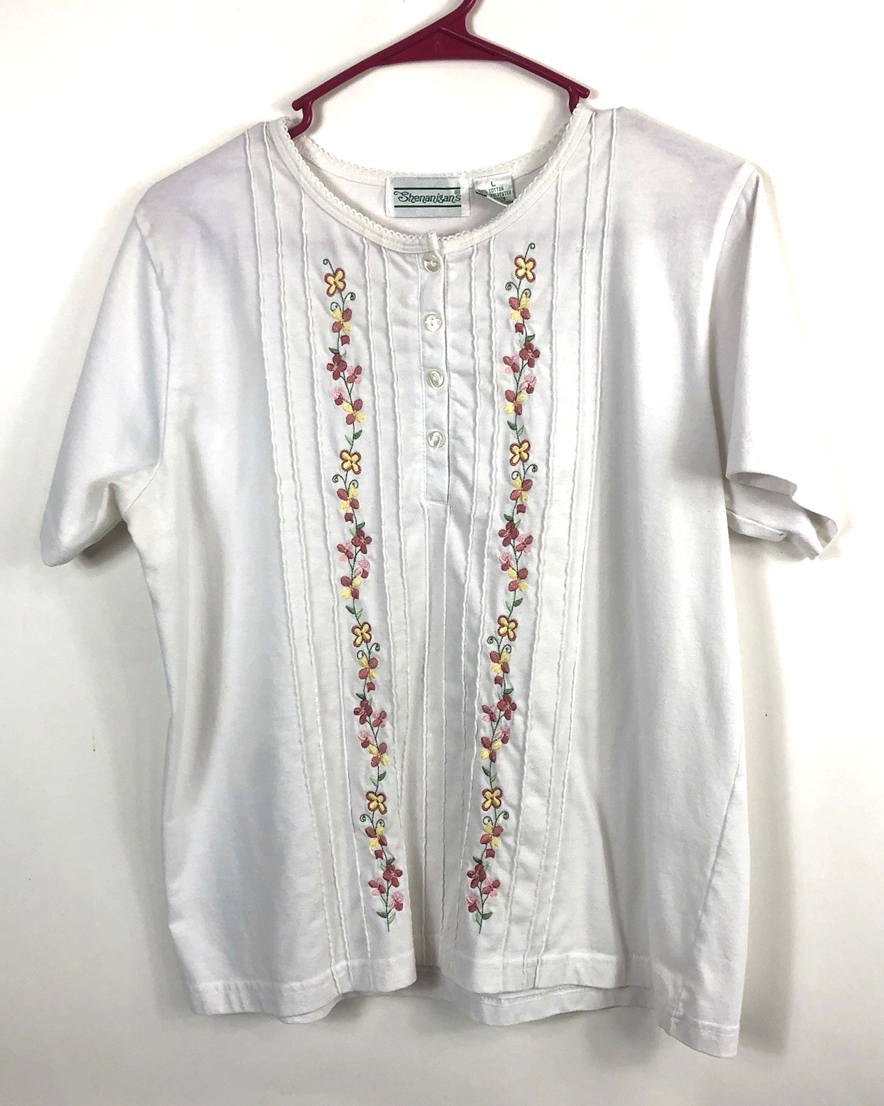 Shenanigans Women's Round Neck Solid White Multic… - image 1