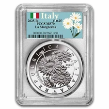 2025 Italy 1 oz Silver Flora & Fauna - The Daisy MS-70 PCGS