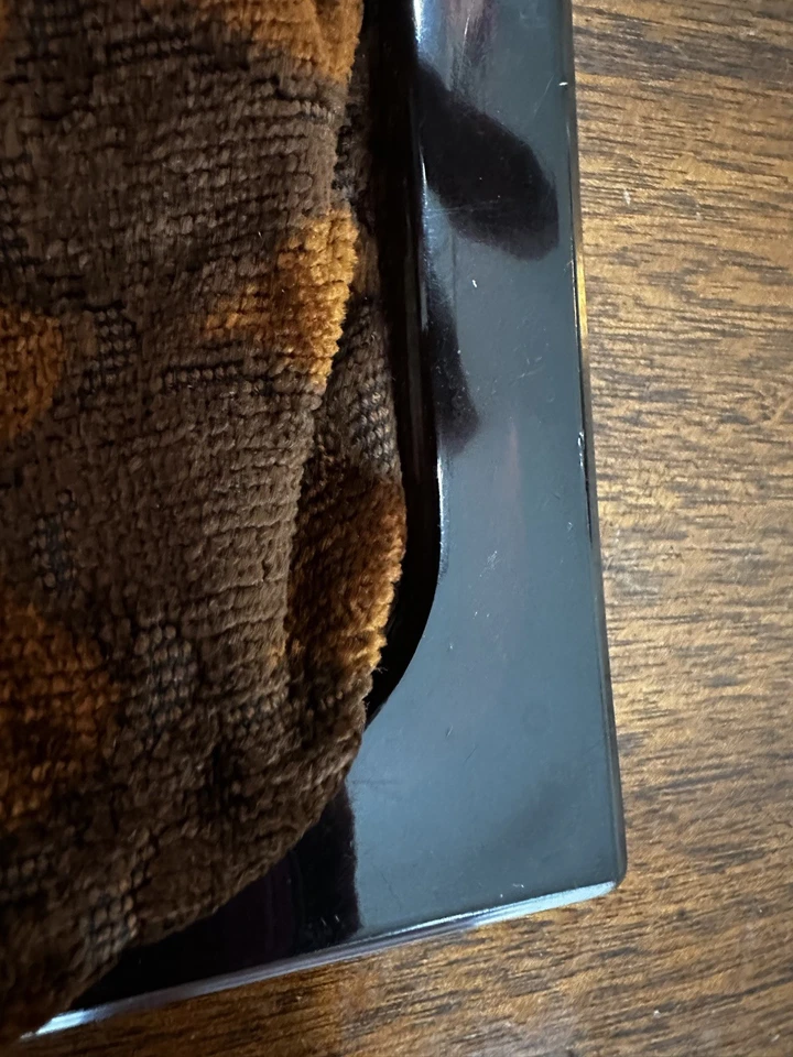 VINTAGE S.M. Co. BROWN Velour CLUTCH HANDBAG Bakelite-Like Lucite Frame/Clasp  - Image 4 of 4