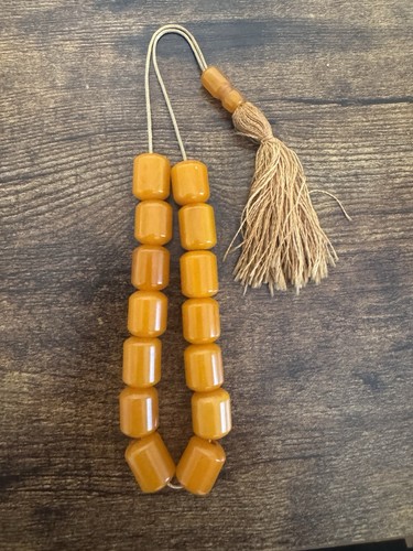 Vintage Butterscotch Amber Bakelite Catalin Prayer Beads  26g 15 Piece - Tested