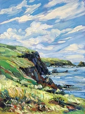 Hand-Painted Seascape Oil Painting –16"x12" Ocean Impressionist Art Signed