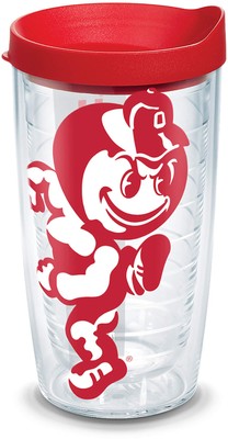 Ohio State Buckeyes Mascot Colossal Tumbler with Wrap and Red Lid 16oz, Clear