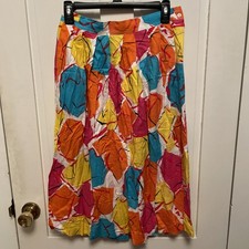 VINTAGE Abstract Skirt Small Midi segue Colorful