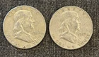 (2X) 90% Silver Franklin Half Dollar Average Circulated - 1962 & 1949