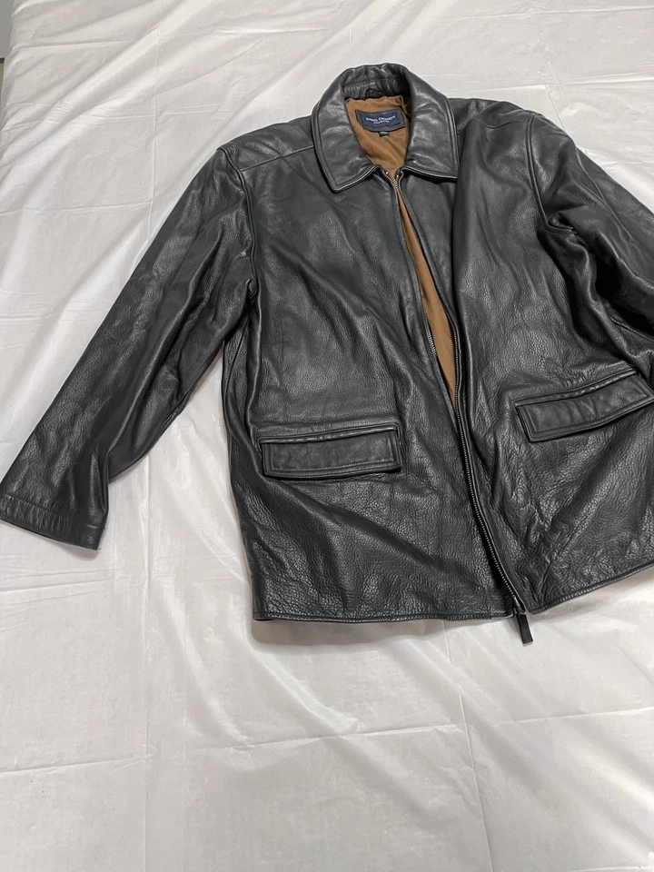 Daniel Cremieux Lambskin Bomber Leather Jacket Size XL Men's Black Zip Snap - Image 3 of 4