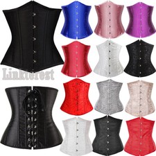 Black Goth Underbust Cupless Waist Training Corset Bustier Top S M L XL XXL