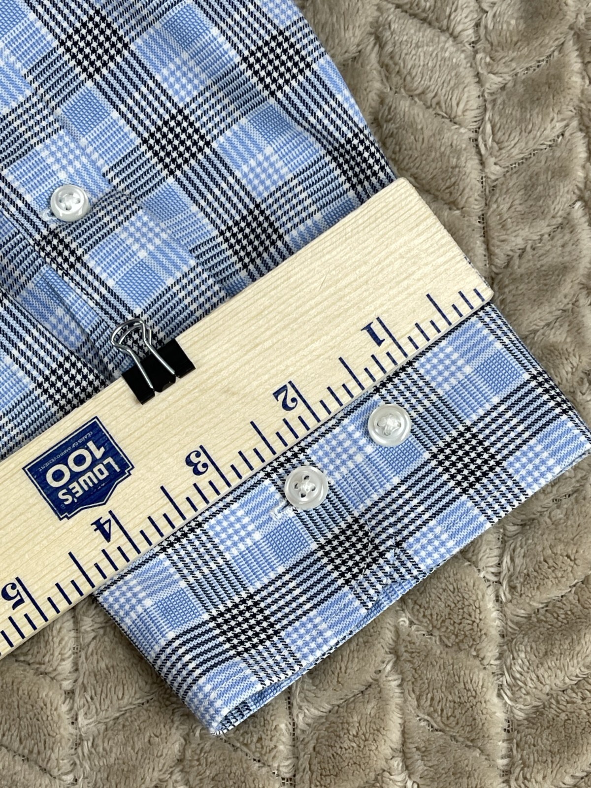 Nordstrom Shirt Men 16-32/33 Blue Plaid Tech Smart Trim Fit Long Sleeve Button