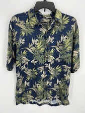 Ocean Pacific OP Hawaiian Shirt Mens Medium Blue Green Floral Y2K 90s Vintage