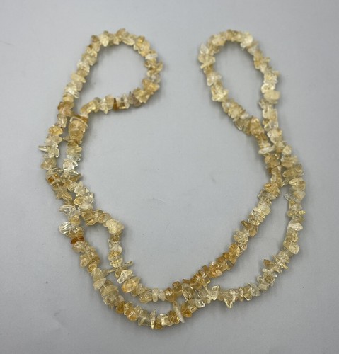 Collier Sautoir En Perles De Citrine Taillées, Longueur 43 Cm - Occasion En Bon état, Bijou Jaune Sans Marque